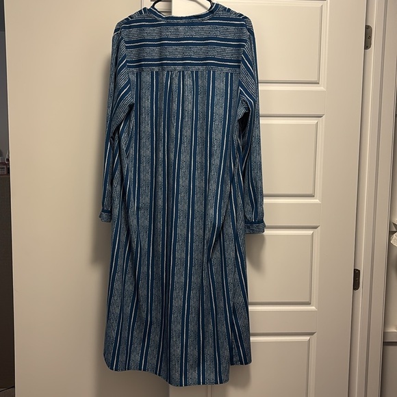 Riva blue pattern button kaftan Ls shirt dress Sz L - Picture 5 of 9